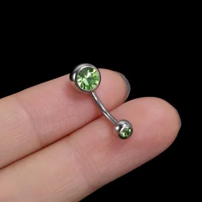 Women Simple Zircon Decorative Round Navel Nail Belly Ring