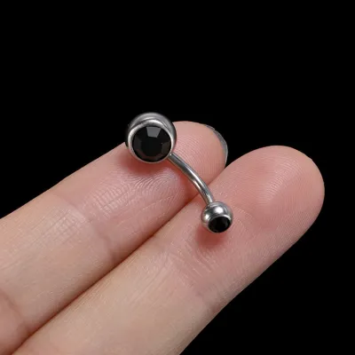 Women Simple Zircon Decorative Round Navel Nail Belly Ring