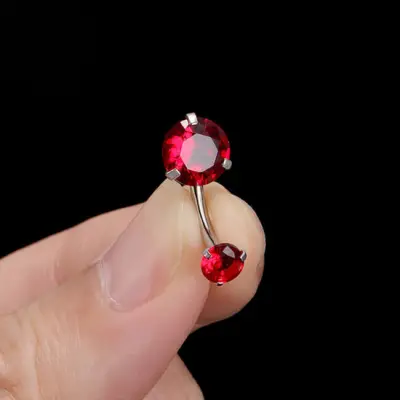 Women Fashion Solid Color Zircon Decorative Navel Nail