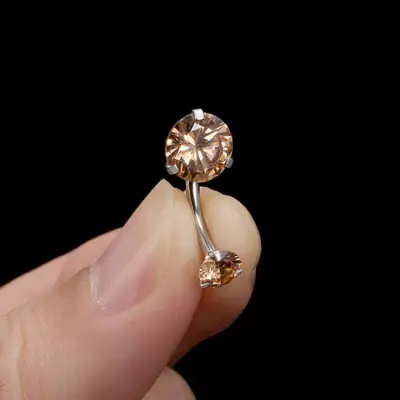 Women Fashion Solid Color Zircon Decorative Navel Nail