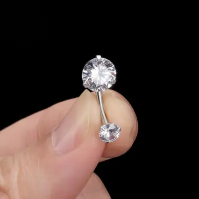 Women Fashion Solid Color Zircon Decorative Navel Nail