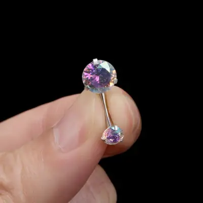 Women Fashion Solid Color Zircon Decorative Navel Nail