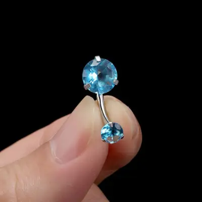 Women Fashion Solid Color Zircon Decorative Navel Nail