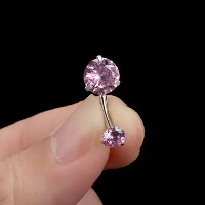 Women Fashion Solid Color Zircon Decorative Navel Nail