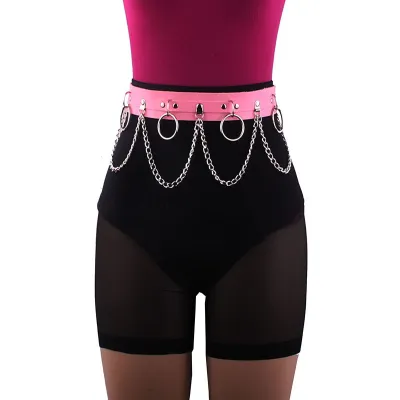 Women Punk Style Rivet And Chain Waist Chain