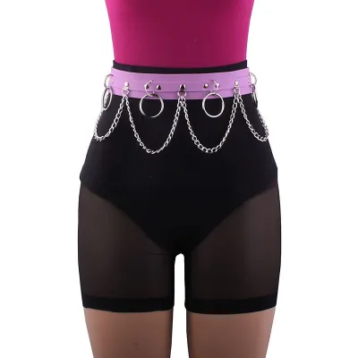 Women Punk Style Rivet And Chain Waist Chain