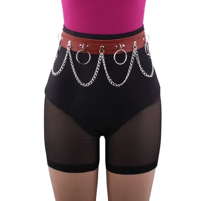 Women Punk Style Rivet And Chain Waist Chain