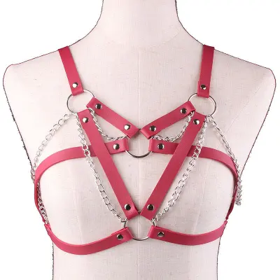 Women Sexy Harajuku O-ring PU Faux Leather Body Chain