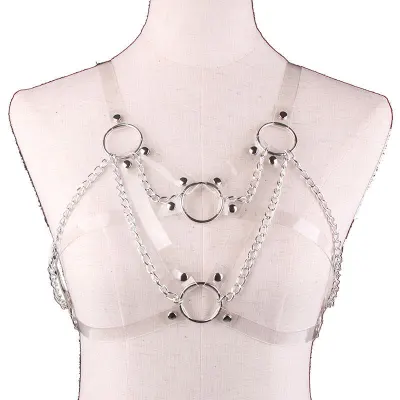 Women Sexy Harajuku O-ring PU Faux Leather Body Chain