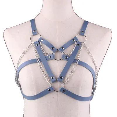 Women Sexy Harajuku O-ring PU Faux Leather Body Chain