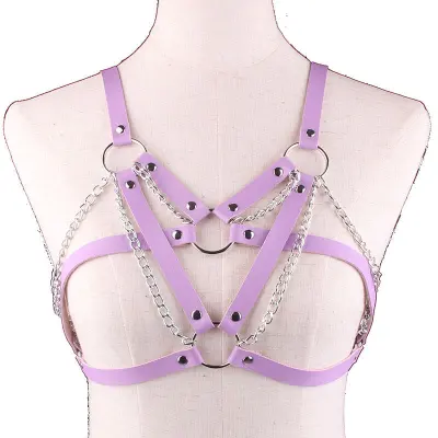 Women Sexy Harajuku O-ring PU Faux Leather Body Chain
