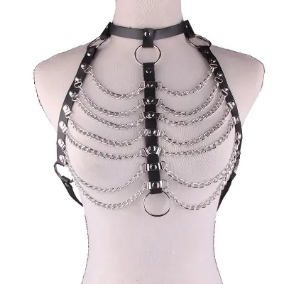 Women Sexy Multilayer Chain Design PU Body Chain