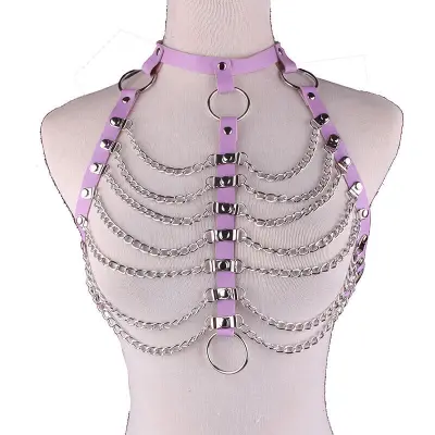 Women Sexy Multilayer Chain Design PU Body Chain