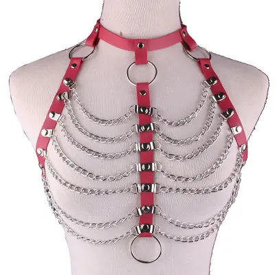 Women Sexy Multilayer Chain Design PU Body Chain