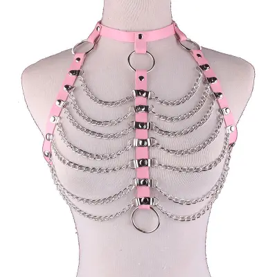 Women Sexy Multilayer Chain Design PU Body Chain