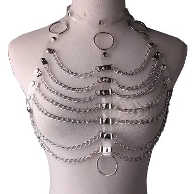Women Sexy Multilayer Chain Design PU Body Chain