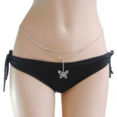 Fashion Butterfly Decorative Shiny Rhinestone Body Chain