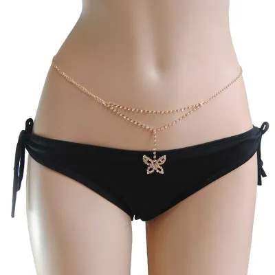 Fashion Butterfly Decorative Shiny Rhinestone Body Chain