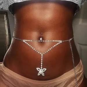 Fashion Butterfly Decorative Shiny Rhinestone Body Chain