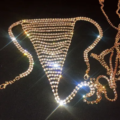 Women Sexy Rhinestone Decorative Bikini Body Chain