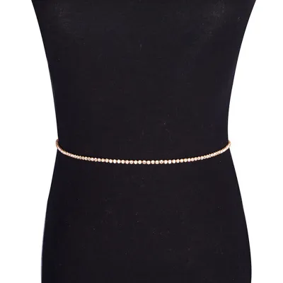 Women Fashion Rhinestone Decorative Waist Chain
