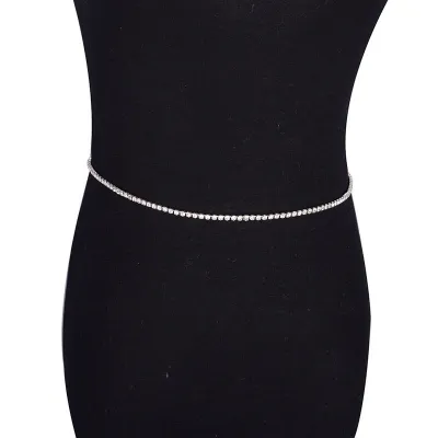 Women Fashion Rhinestone Decorative Waist Chain
