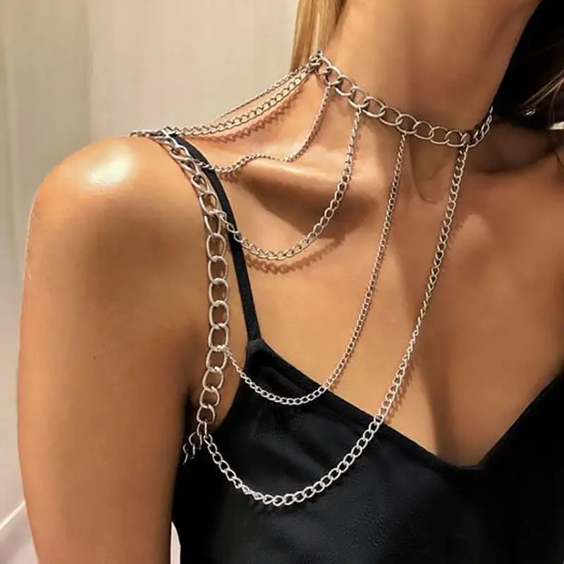 Women Fashion Multilayer Tassels Body Chain With Pearl