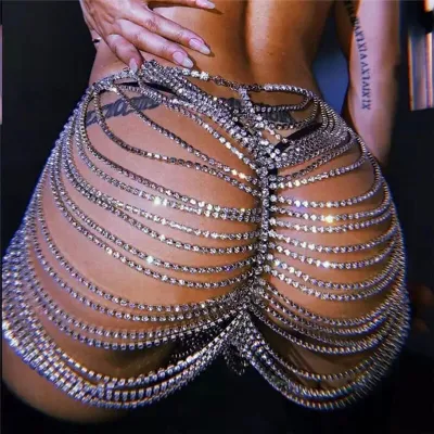 Women Sexy Shining Rhinestone Decorative Body Chain
