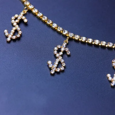 Women Creative Dollar Symbol Pendant Waist Chain Metal Wild Sexy Belt