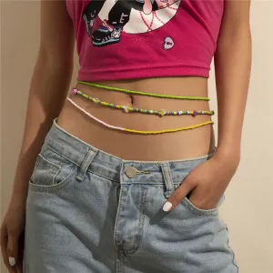 3pcs/set Women Ethnic Style Beads Decorative Waist Chain