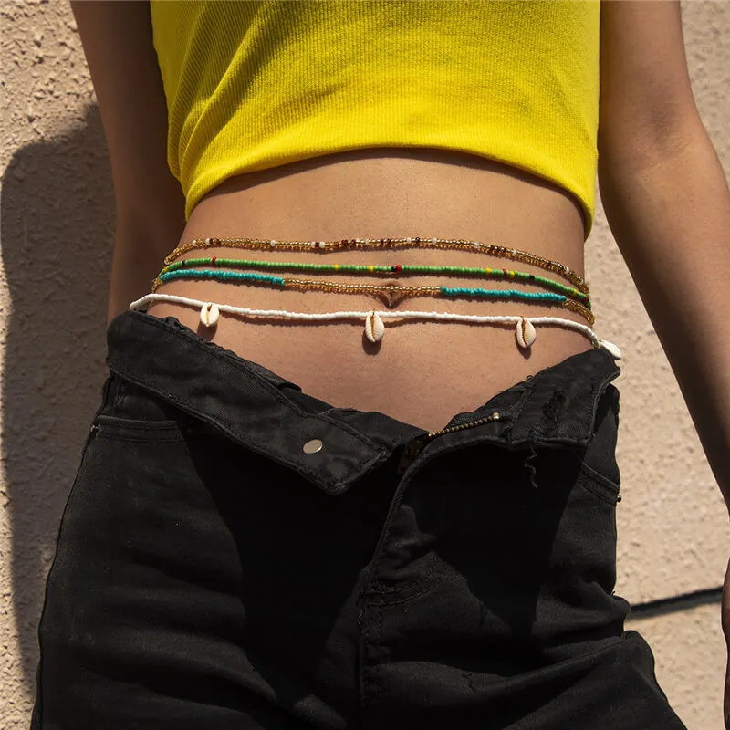 Women Bohemian Style Beads And Shell Decorative Waist Chain