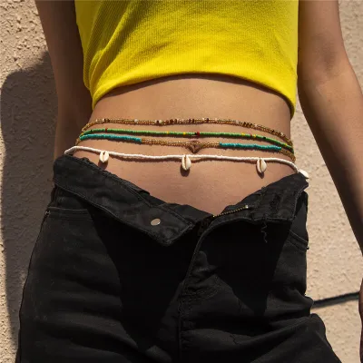 Women Bohemian Style Beads And Shell Decorative Waist Chain