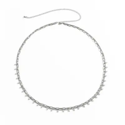 Women Fashion Small Pearl Decorative Multilayer Waist Chain