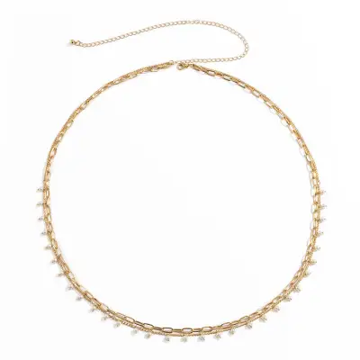 Women Fashion Small Pearl Decorative Multilayer Waist Chain