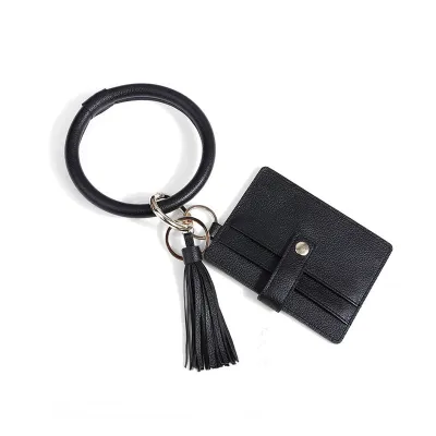 Fashion Leopard Print PU Bangle Purse Keychain
