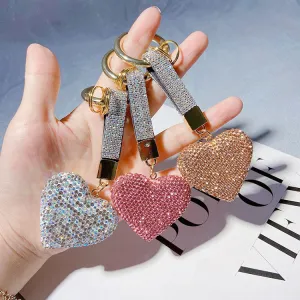 Fashion Rhinestone Heart Pendant Keychain for Women