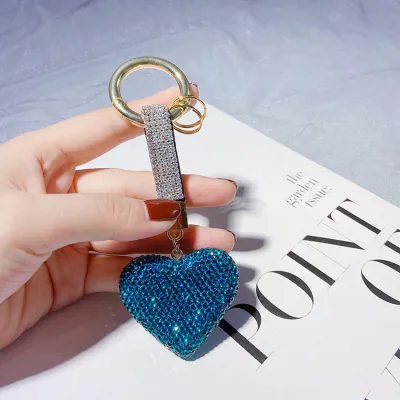 Fashion Rhinestone Heart Pendant Keychain for Women