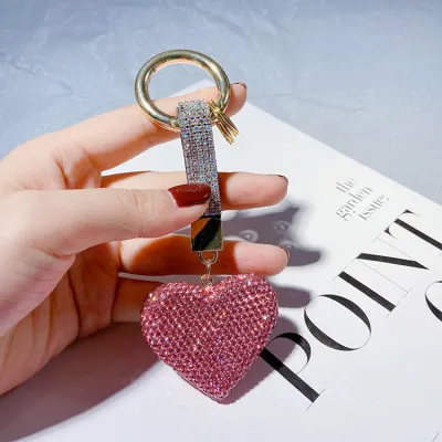 Fashion Rhinestone Heart Pendant Keychain for Women