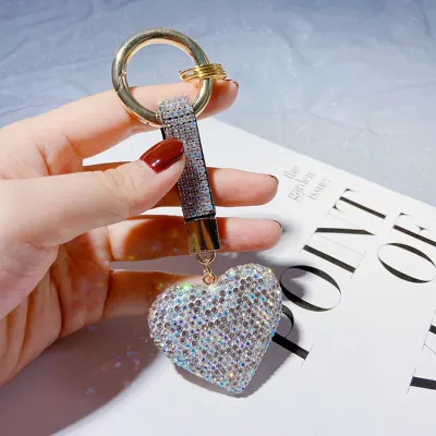 Fashion Rhinestone Heart Pendant Keychain for Women