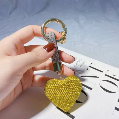 Fashion Rhinestone Heart Pendant Keychain for Women