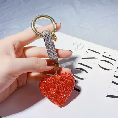 Fashion Rhinestone Heart Pendant Keychain for Women