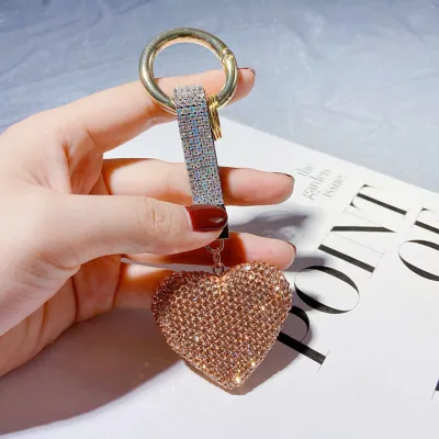 Fashion Rhinestone Heart Pendant Keychain for Women