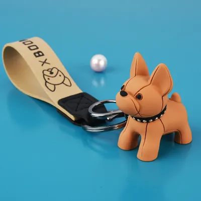 Fashion Shiba Inu Pendant PU Strap Keychain Unisex Metal Dog Keychain
