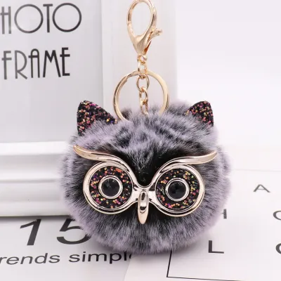 New Plush Owl Pompon Pendant Key Chain Unisex