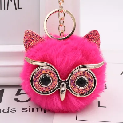 New Plush Owl Pompon Pendant Key Chain Unisex