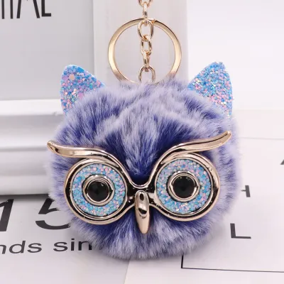 New Plush Owl Pompon Pendant Key Chain Unisex