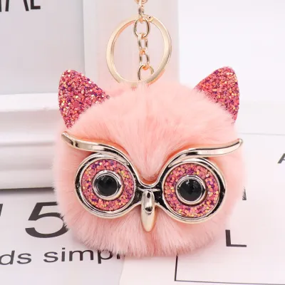New Plush Owl Pompon Pendant Key Chain Unisex