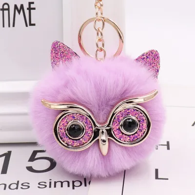 New Plush Owl Pompon Pendant Key Chain Unisex