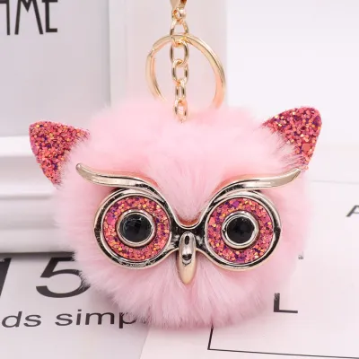 New Plush Owl Pompon Pendant Key Chain Unisex