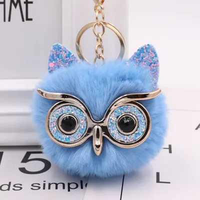 New Plush Owl Pompon Pendant Key Chain Unisex